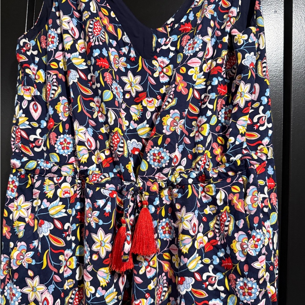 Boden Navy Floral One-Piece with Red Tassel - Picture 2 of 4